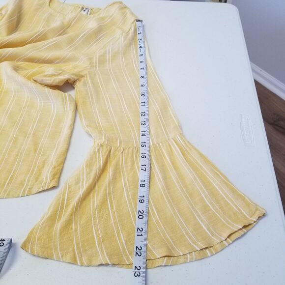Truth NYC BOHO Pale Yellow  White Bell Sleeve Top Shirt Size XL - Picture 7 of 10